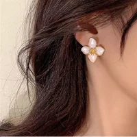 Fashion Korean Women Retro Drip Glaze Red Flower Earrings Women for Delicate Earrings Luxury Couple Engagement Jewelry Gift - Image 5