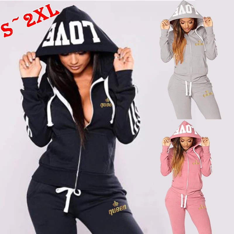 Fashion women's casual hoodie+long pants jogging set outdoor sports track and field suit women's zippered hooded sports set 22ss japan styles cotton vertical collar zipper tech field jacket lapel multi pocket hunting long sleeve coat high quality