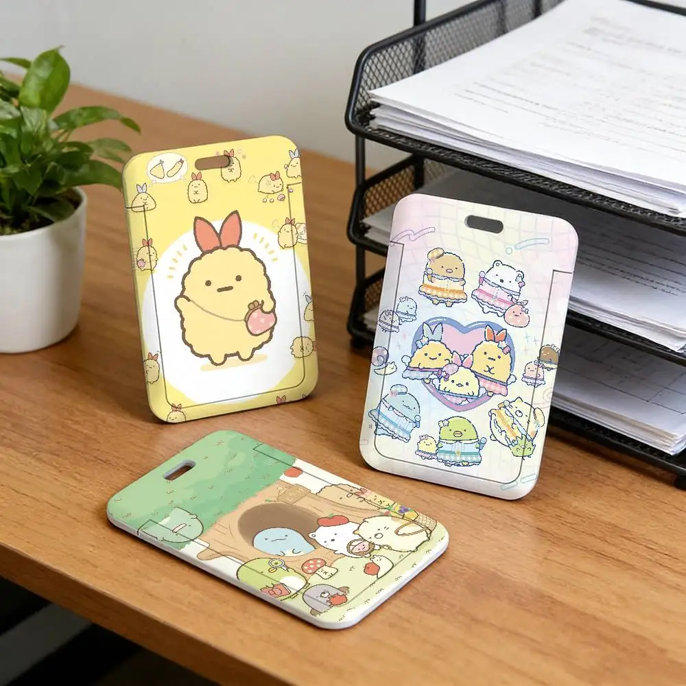 귀여운 S-Sumikko G-Gurashi 카드 커버 홀더 학생증, 직장 배지, 교통 카드, 회원 카드용 목걸이 끈 케이스