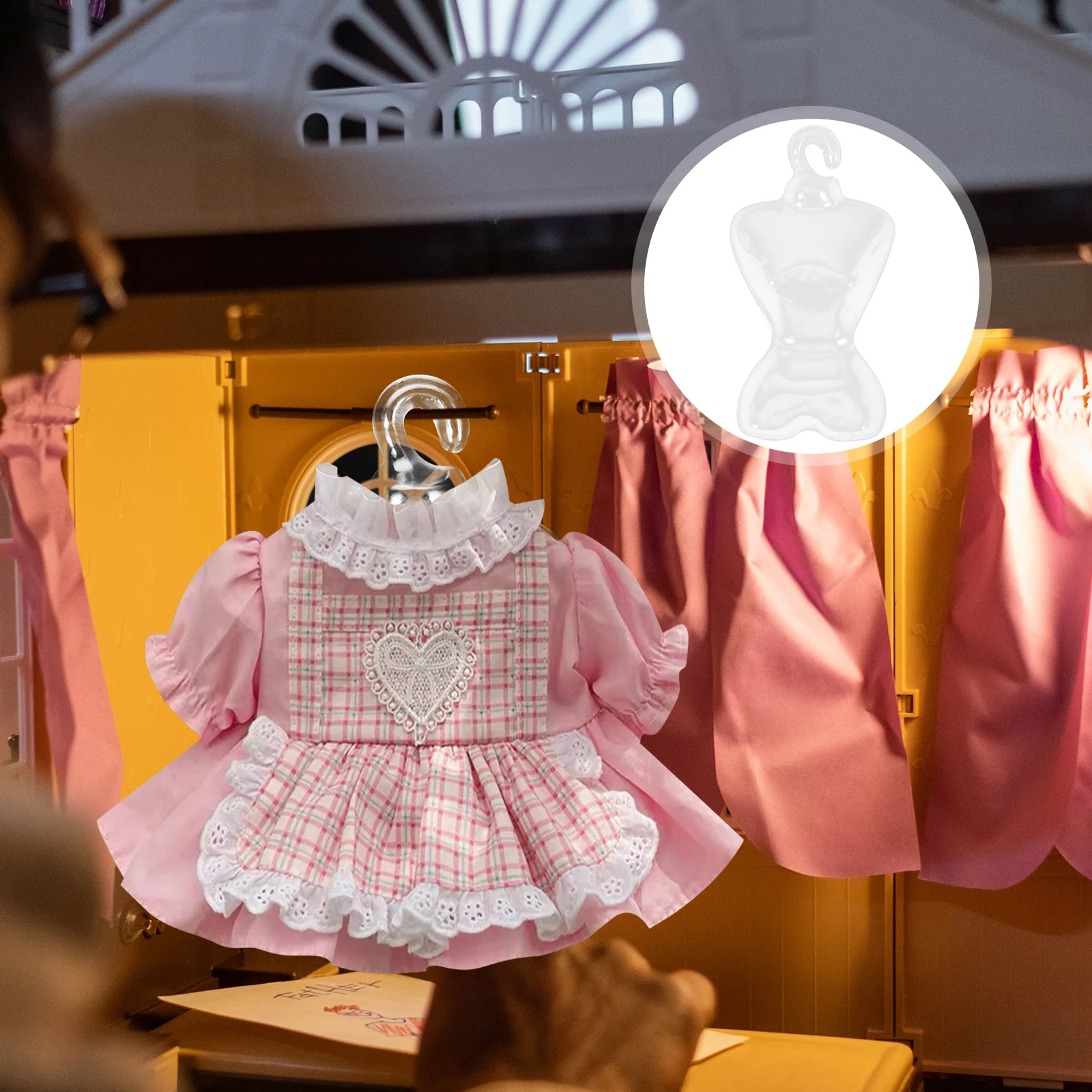 

Hanging Portable Plastic Wardrobe Clear Mannequin Hanger Doll Clothes Mannequins Hanger Doll Dress Hanger