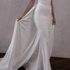 Elegant Crepe Detachable Wedding Train Waistband Removable Overskirt Formal Evening Party Skirt Front Open Customized 2025 1