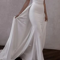 Elegant Crepe Detachable Wedding Train Waistband Removable Overskirt Formal Evening Party Skirt Front Open Customized 2025 1