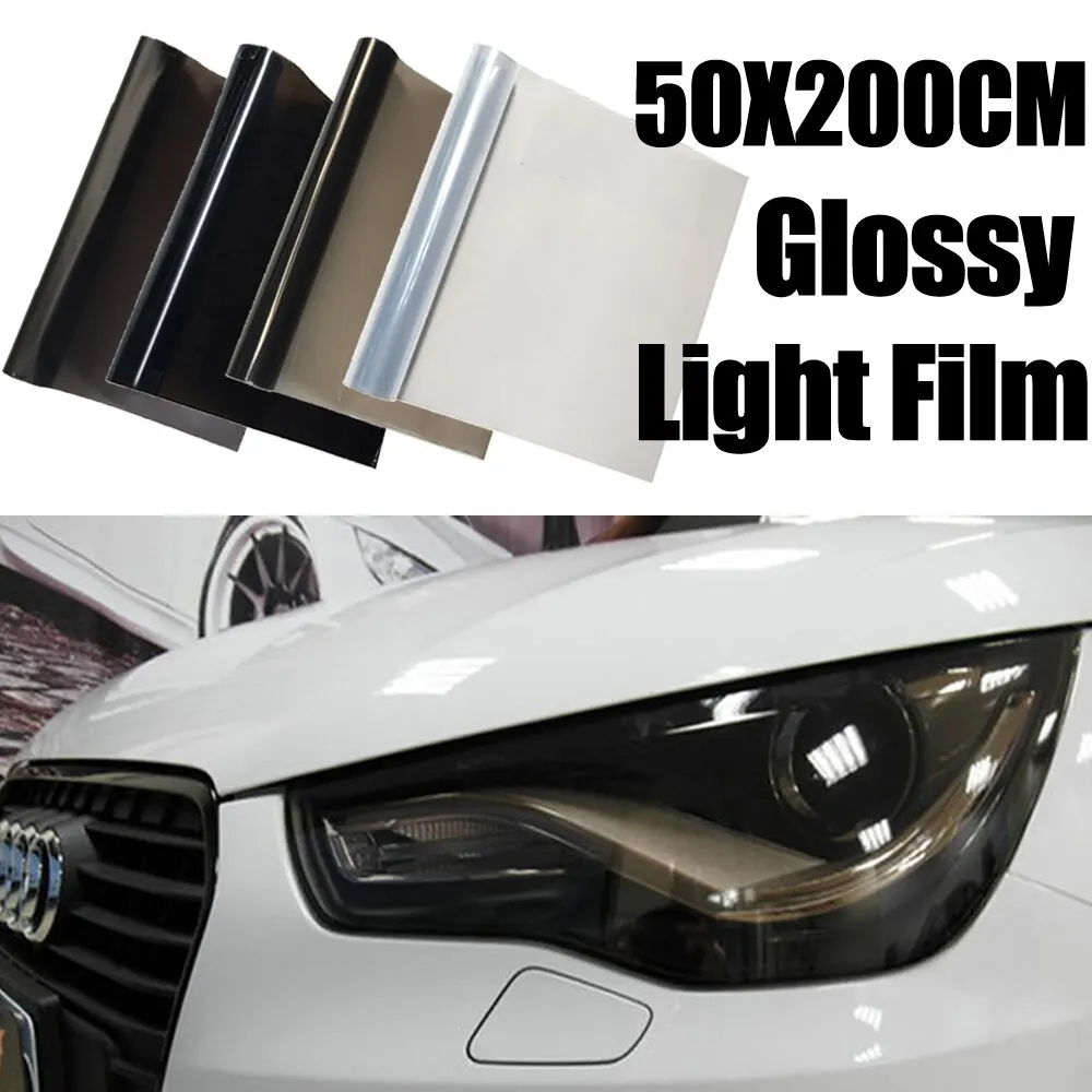 50cmx200cmCarHeadlightTintFilmSmokeFogLightLightVinylFilmPVCBlackTintVinyl