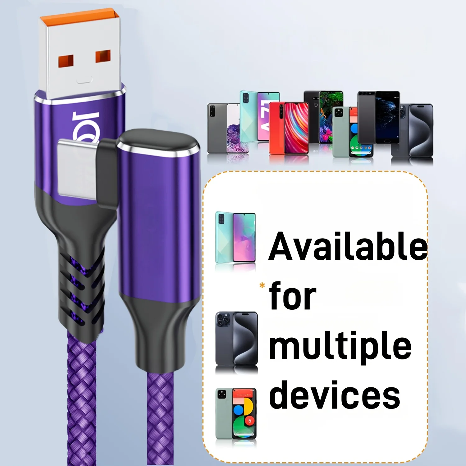 Durable Purple Nylon Braided USB-C Charging Cable