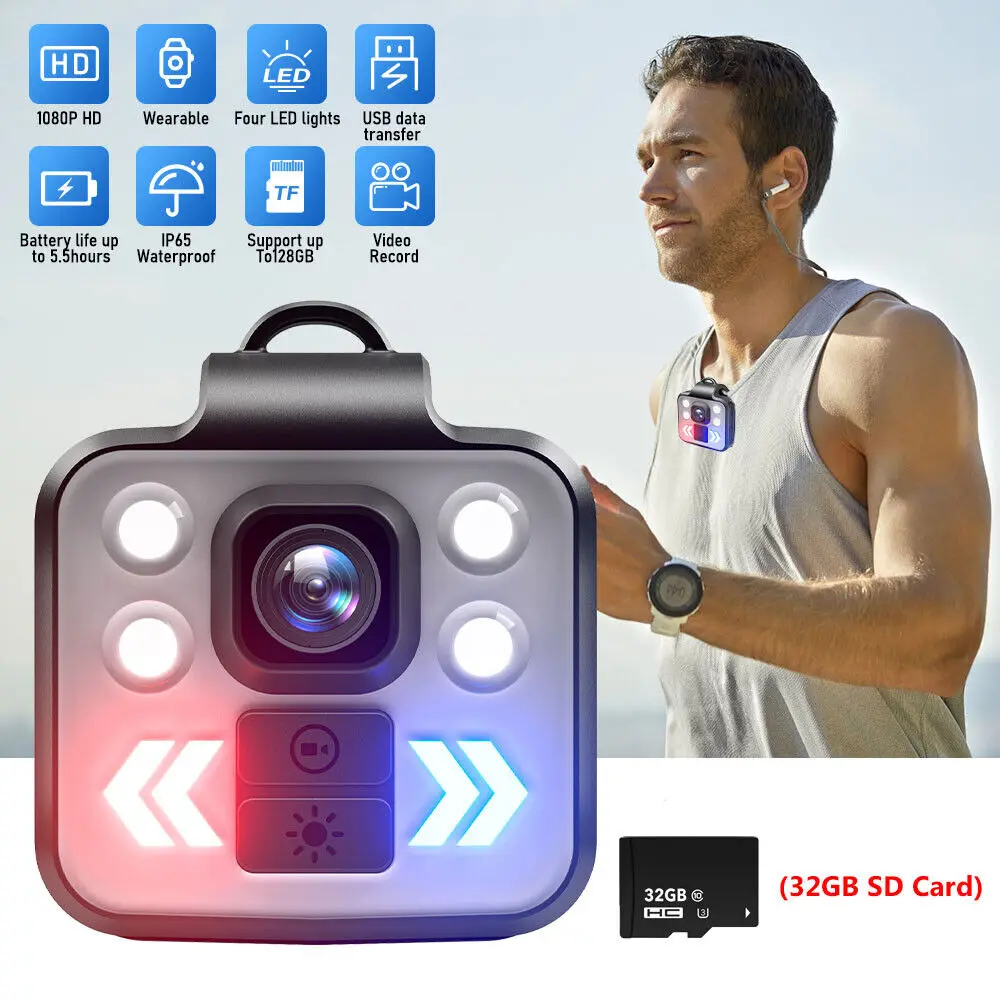 

1080P HD Portable Body Action Camera Outdoor Waterproof Sport DV Night Vision Wearable Camcorder Video Recorder Police
