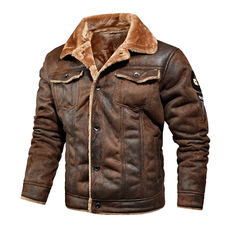 2024 Men's Autumn and Winter New Oversized Plus Velvet Thick Leather Jacket Youth Fashion PU Leather Jacket Coat Size M-4XL