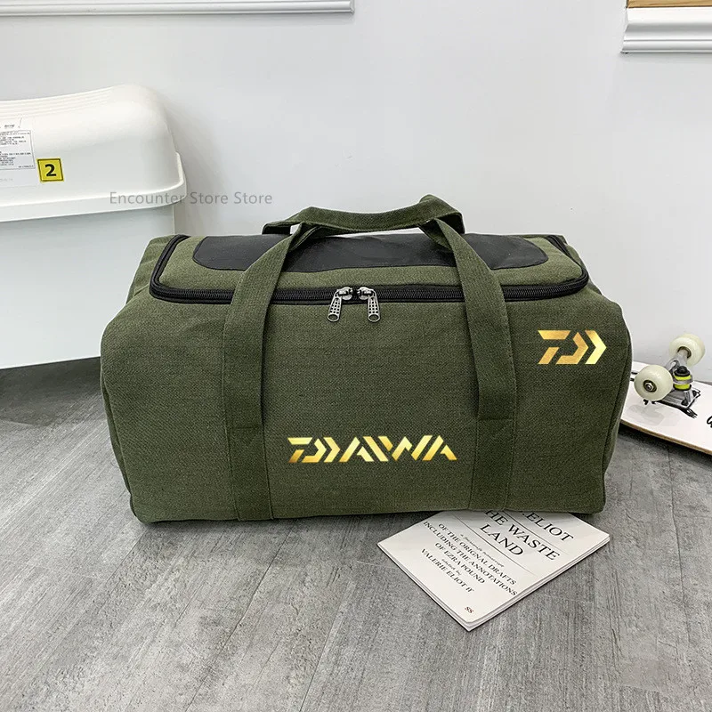 Daiwa 2024 New Men Fishing Bag Canvas Multifunction Handbag Foldable Carry  on Luggage Bag Men Large Capacity Tote Fishing Bag