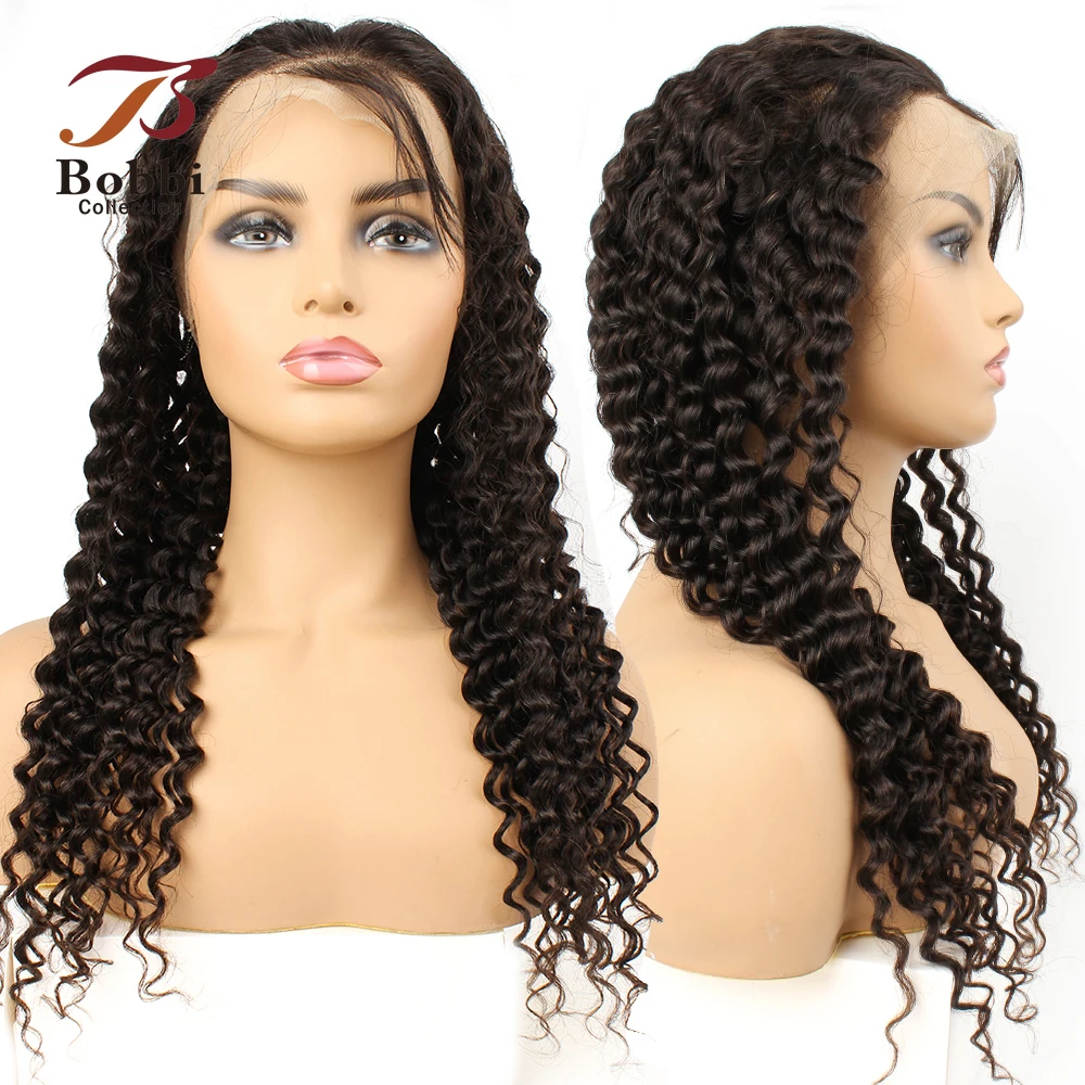 Full Lace Wig Human Hair Wig Deep Wave Pre-Plucked Transparent Lace with Baby Hair Natural Color Virgin Remy BOBBI