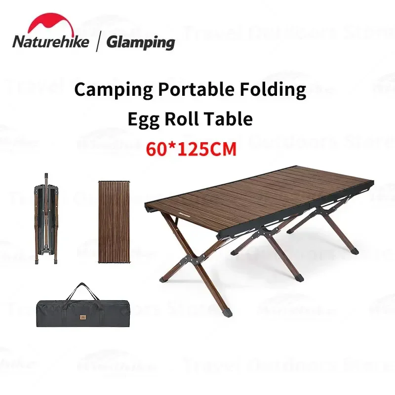 

Nature-hike Outdoor Widens Picnic Table Camping BBQ Table Portable Fold Egg Roll Aluminum Barbecue with Storage Bag Ultralight