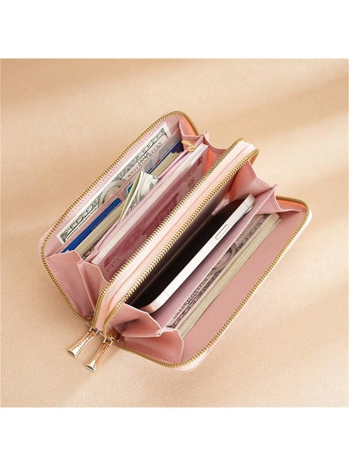 Women's Long Wallet Korean Simple Splicing Printing Clutch Bag Letter Decoration Coin Purse Card Bag