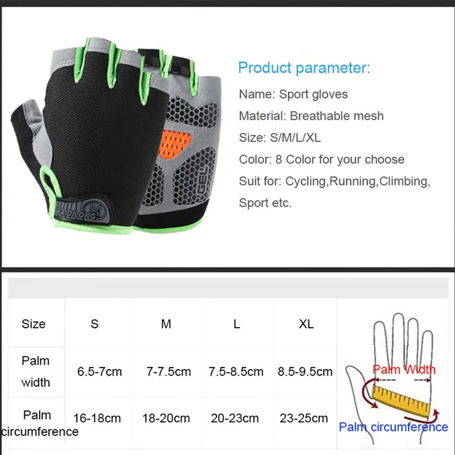 Gym Dumbbell Gloves Men Women Weightlifting Fitness Sport Training Exercise Gloves Non Slip Breathable Half Finger Cycling Glove 3