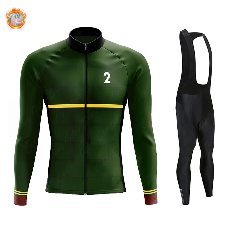 

Coat Winter Cycling Jersey Set Fleece Sweatshirt Men Cycling Clothing Long Sleeve Bike Road Pants Bib Maillot Culotte Ciclismo