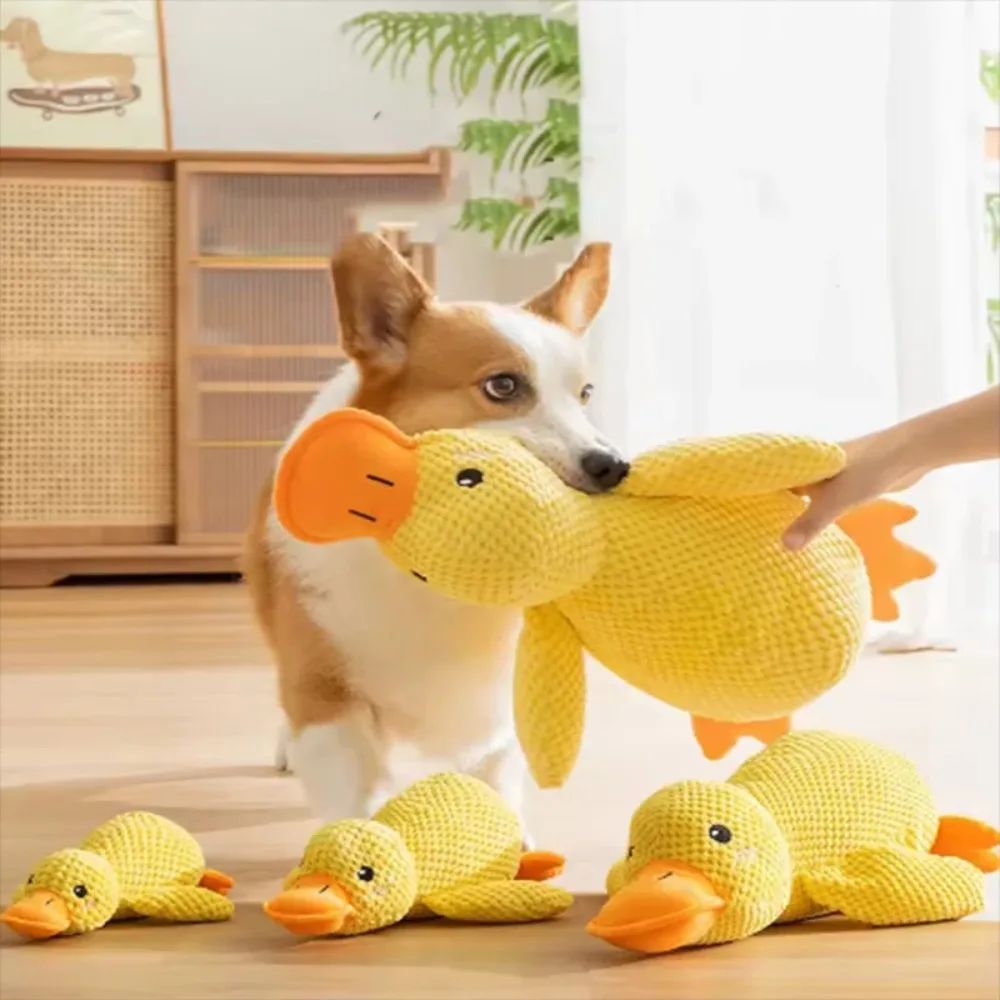 Dog sleeping with a dog hug duck toys to relieve boredom of little yellow duck pet interactive plush doll pet supplies,Dog toy