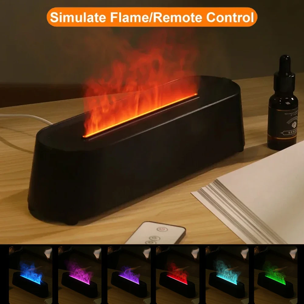 

Aromatherapy Humidifier with Remote Control 7-color 3D Simulation Flame Aroma Diffuser Essential Oil Diffuser New Air Humidifier