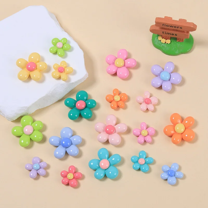 10-20Pcs 다채로운 큰 작은 꽃 플랫 백 수지 매력 DIY 귀걸이 머리핀 쥬얼..