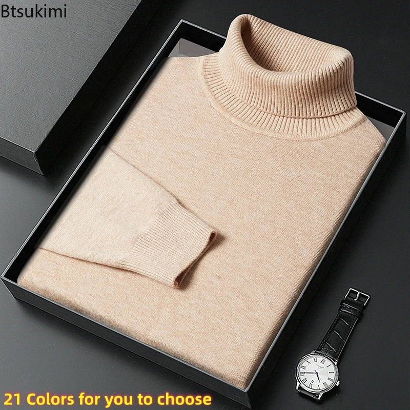 

New Men's Winter Clothes Men Turtleneck Pullovers Fashion Casual Knited Sweaters for Men Solid Color Warm Sweaters Men's Jumper