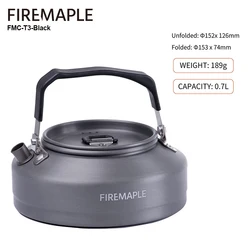 Fire Maple Outdoor Camping Teapot with Heat Exchanger and Filter (T3(0.7L)-Black)
