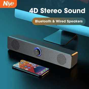 Barre de son Surround 4D Bluetooth 5.0 haut-parleurs d’ordinateur barre de son filaire stéréo Subwoofer pour ordinateur portable PC Home cinéma TV haut-parleur Aux