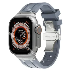 Premium Silicone Sports Band with Butterfly Clasp for 49mm (Silver gray)