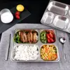 Practical  Food Plate BPA Free 2/3/4/5/6 Grids Thicken Divided Plate Easy Clean Rustproof Dinner Plate for School 6