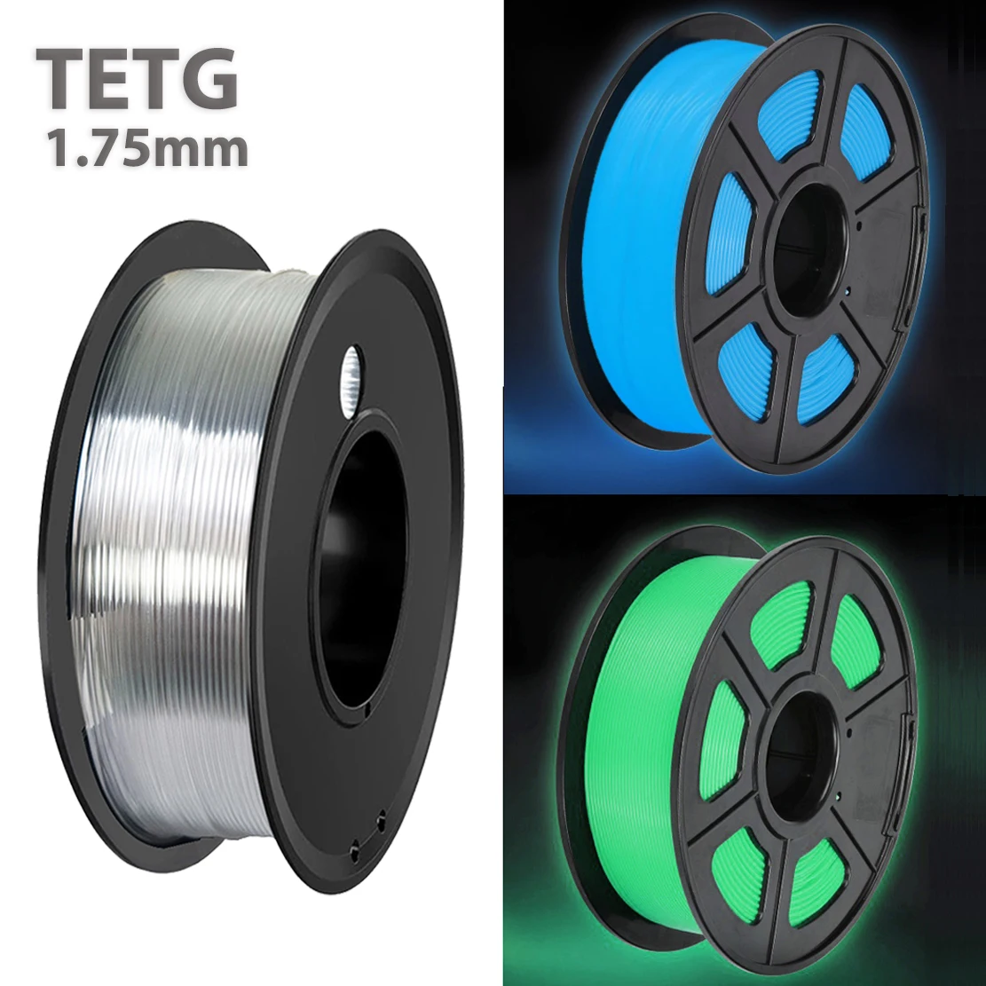 250gx2 3D 프린터 필라멘트 투명 야간 발광 블루 PETG 녹색 1.75mm 3D 인쇄 재료 소모품 프린터 250g 500g