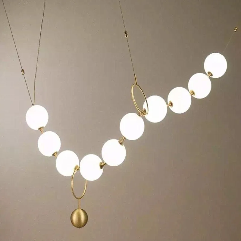 

Moderne Witte Glazen Bol Hanglamp Voor Restaurant Hal Creatieve Ketting Ontwerp Decro Verlichtingsarmaturen Met 8 Lampen