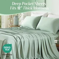100% Organic Bamboo Bed Sheet Set 4/6 Pieces Silky Bedding Sets Hotel Luxuriously Soft Fitted Sheet Flat Sheet Pillowcase Solid 5