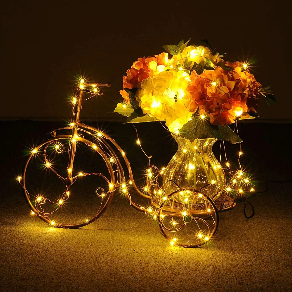 2/10M LED Copper Wire String Lights USB Battery Powered