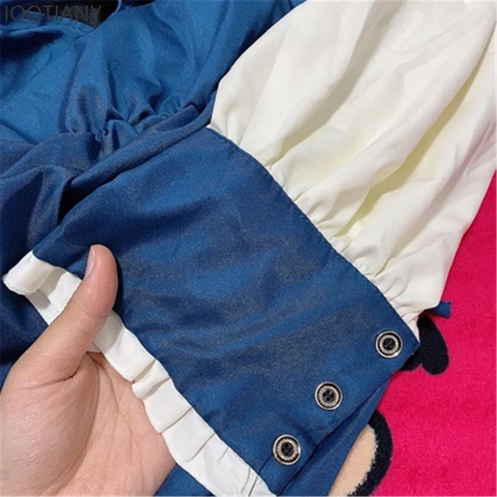 Francese Retro Corte Stile Navy Temperamento Elegante Carino Lolita Abito a maniche lunghe Ragazza Tea Party Abito da principessa vittoriano con volant - immagine 6