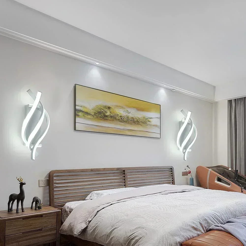 Modern LED Wall Light Curved Spiral Wall Sconce Lamp for Living Room Bedroom Bedside Aisle Home Decor Indoor Lighting Fixtures