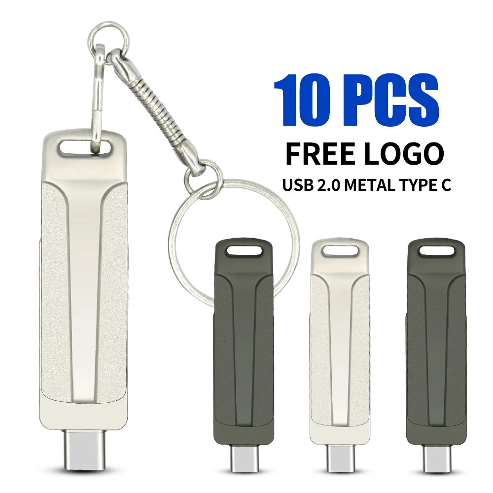 USB 2.0 플래시 드라이브, C타입 USB 고속 펜드라이브 메모리 스틱, 무료 배송 저장 장치, 10PCs/로트, 8GB, 16GB, 32GB, 64GB, 128GB