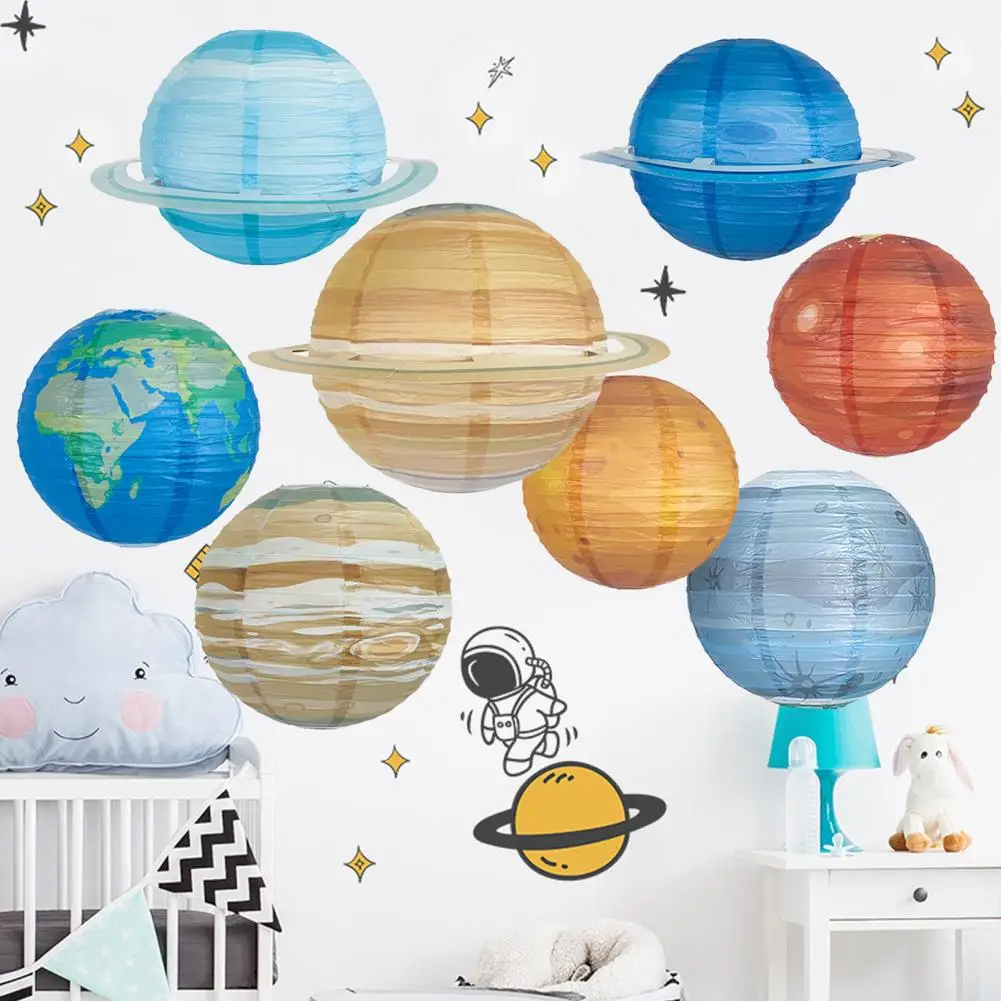 Papierlaternen Planeten Set 8 Stück Planeten Papier Laternen Set | 25cm  Sonnensystem Deko Für Weltraum Party | Inkl. Alle 8 Planeten Laterne Kinder, image size:1001x1001