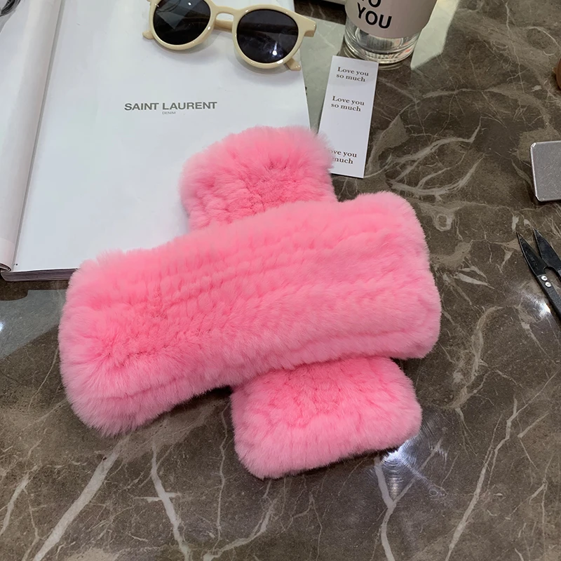 Hot Sale Winter Real Fur Golve Women Outdoor Warm 100% Real Rex Rabbit Fur Gloves Knit Thick Natural Soft Rex Rabbit Mittens
