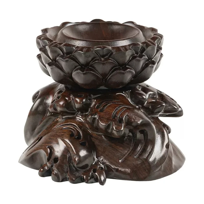 Solid Wood Round Root Carving Base, Cultural Toy Walnut Base, Mahogany Spherical Decoration, Gourd Base, Ball Bracket