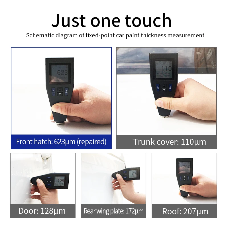 Color Screen Car Coating Thickness Gauge Best Digital Meter for Automotive Paint Thickness Measurement F/NF Automatic Detection