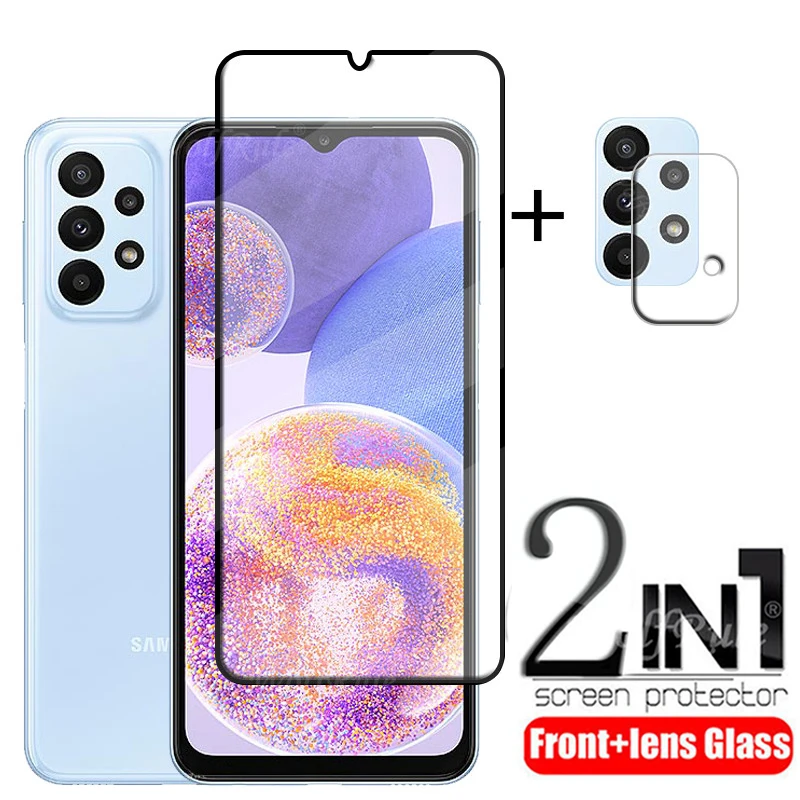 2-In-1 Per Samsung Galaxy A23 Glass Per Samsung A23 Proteggi Schermo In Vetro Temperato A Copertura Totale Per Samsung A 23 A23 Lens Glass