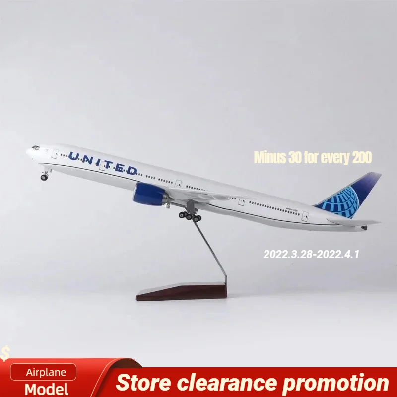 

Toy Collection 1/157 Scale 47CM 777 B777 Aircraft UNITED Airlines Model W Light and Wheel Landing Gear Plastic Resin Plane