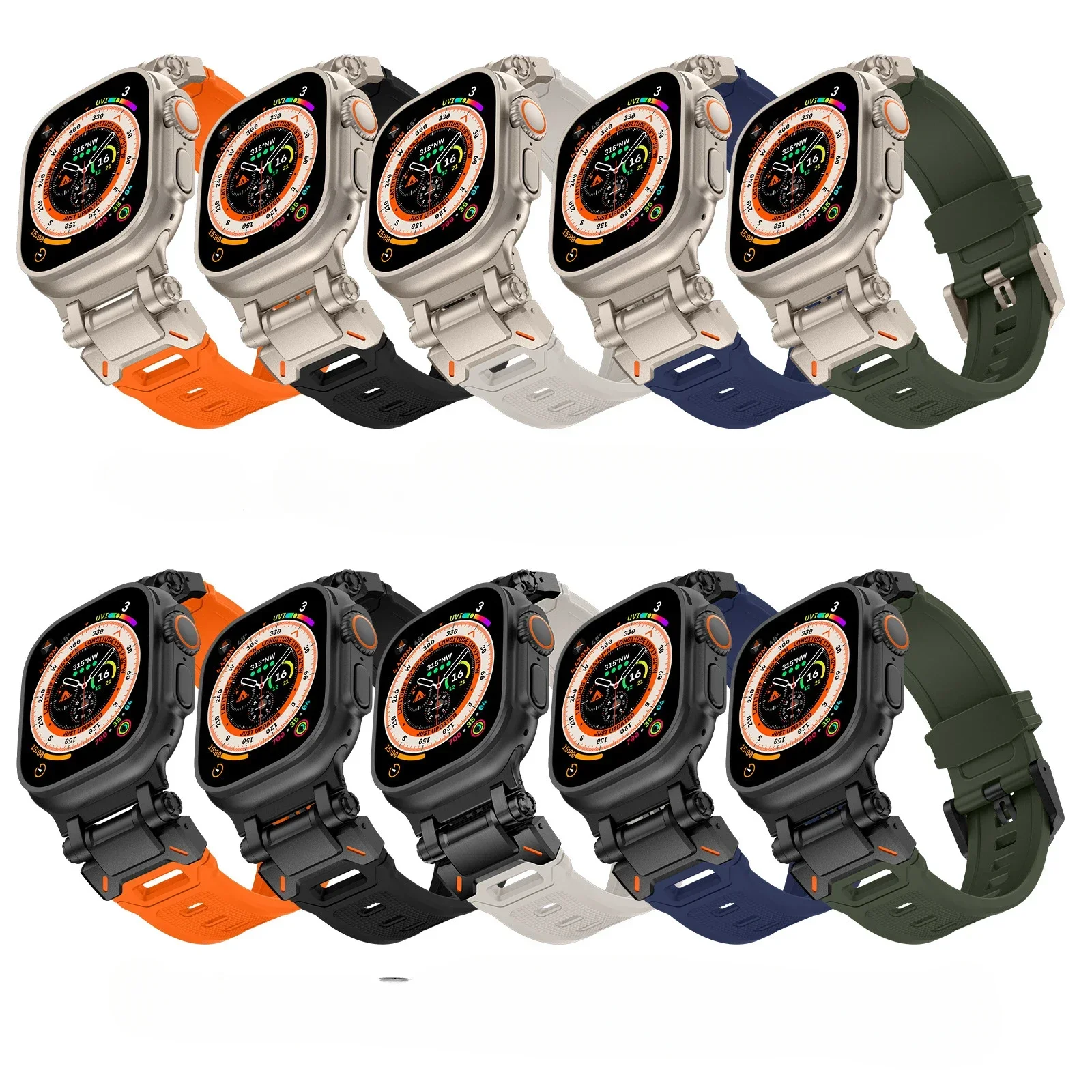 Ultra 2 1 49MM Sport Rubber Strap For Apple Watch Band 45mm 44mm Luxury Bracelet Wristband For Apple Watch Strap 42mm SE2 7 8 9