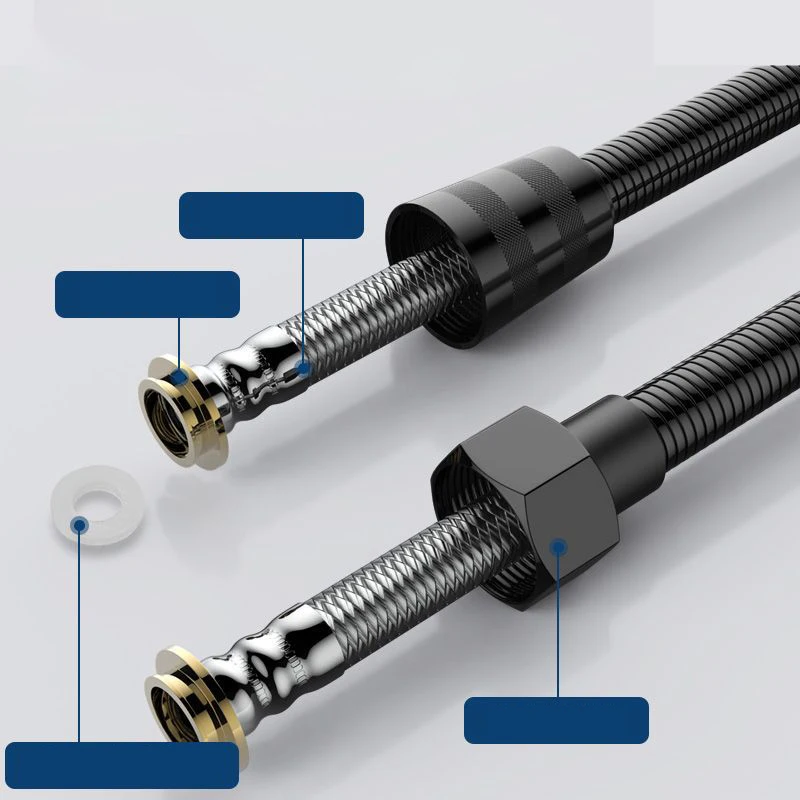 Stainless steel shower explosion-proof hose universal 4-point shower head water heater bath water pipe accessories Shower hose connector