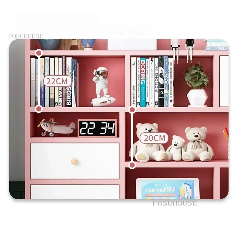 Simple Children's Table with Bookshelf Household Lifting Desk Primary School Student Bedroom Writing Study Table and Chair Set