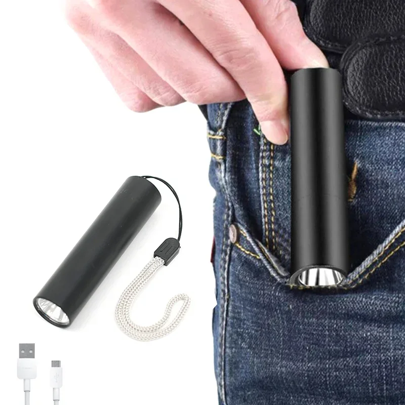 Mini USB Rechargeable LED Flashlight Strong Light Portable Flashlight Waterproof Lamp Outdoor Camping Fishing