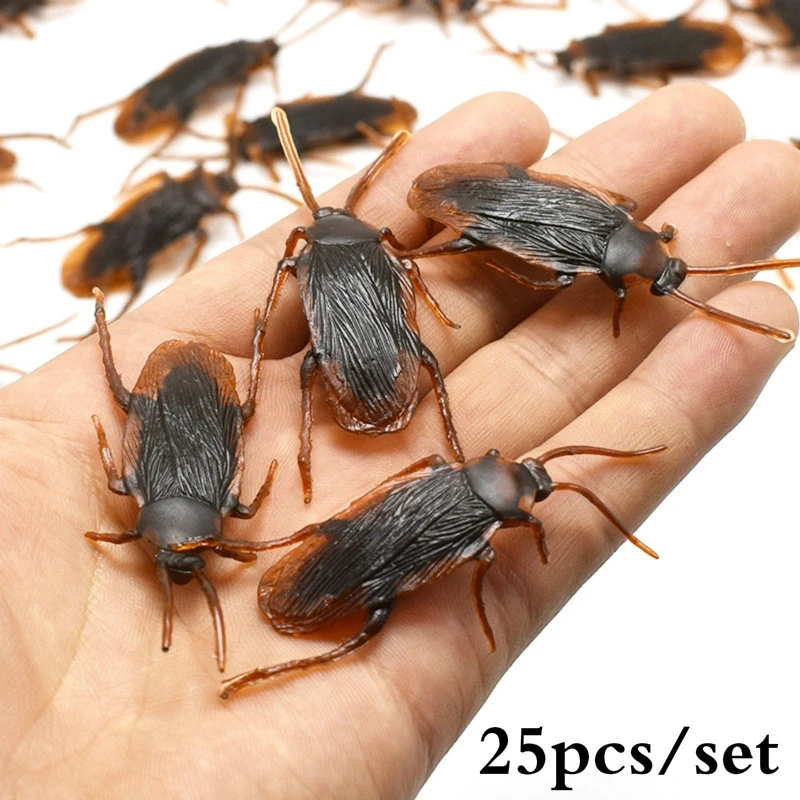 

25 Pcs/set Funny Fake Cockroach Halloween Decoration Jokes Pranks Maker Novelty Tricks Simulation False Cockroach Toys