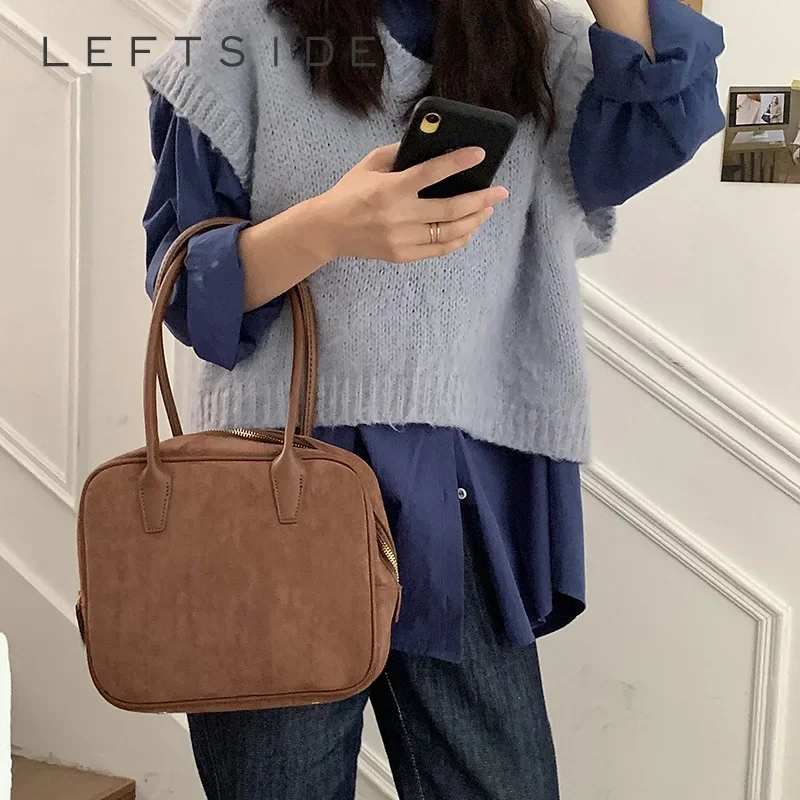 

LEFTSIDE маленькие сумки на плечо для женщин вельветовые кожаные женские новые 2023 зимние трендовые корейские модные сумки и кошельки
