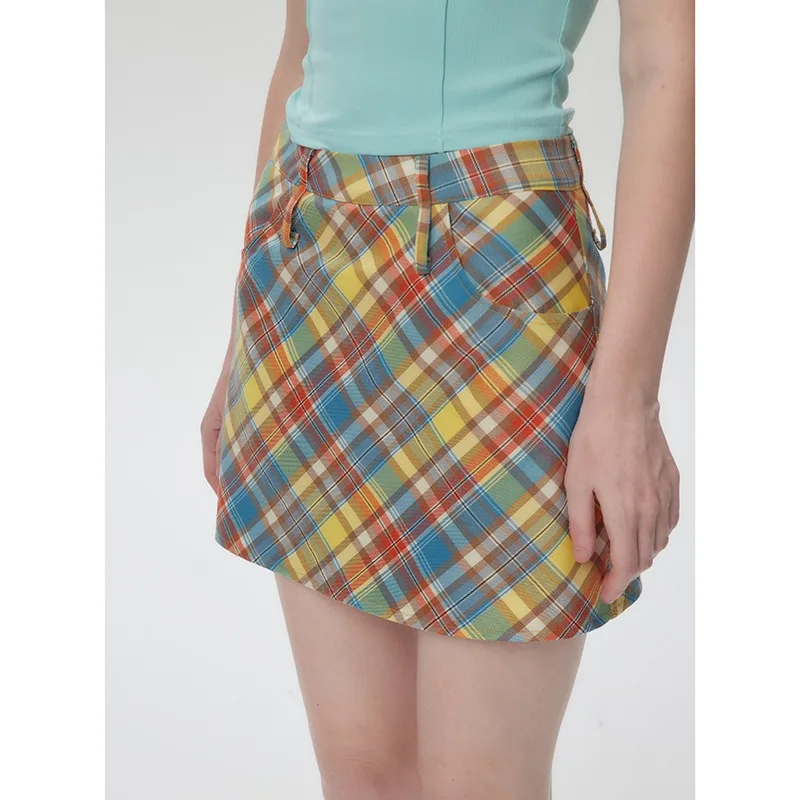 

NXXTRESS American Vintage Plaid Skirt High Waist Pleated Skirts Y2K Sweet Cute Fairy Grunge Harajuku Preppy style Women Clothes