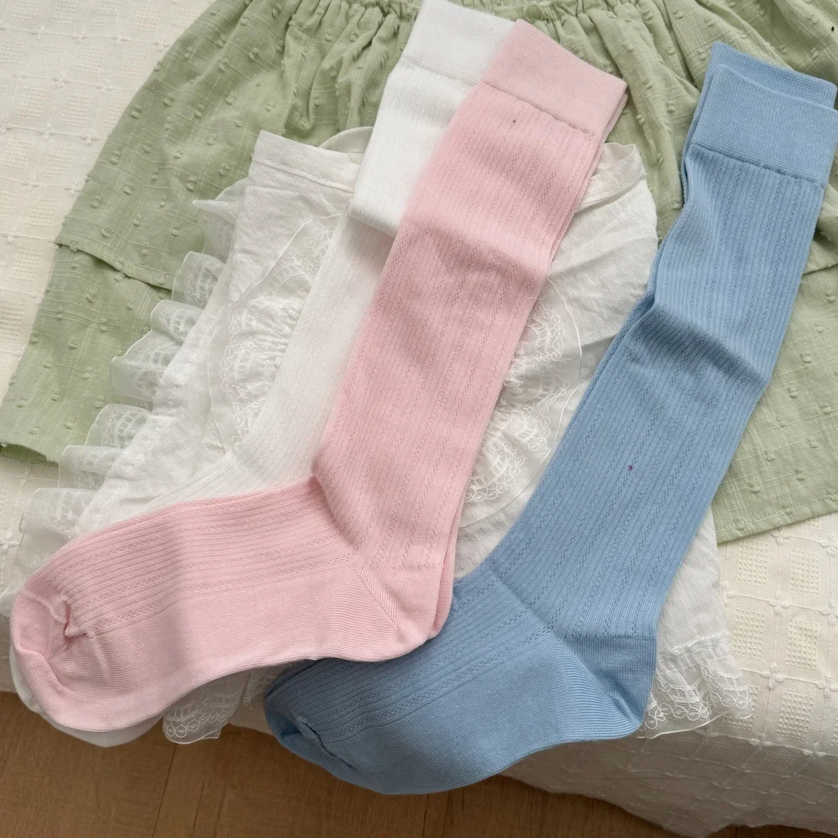 Mädchensocken Strümpfe Damen Baumwolle Dünn Atmungsaktiv JK Mädchen Kniestrümpfe Japanische Mode Einfarbige Lange Socken Damenstrümpfe – Detail 12