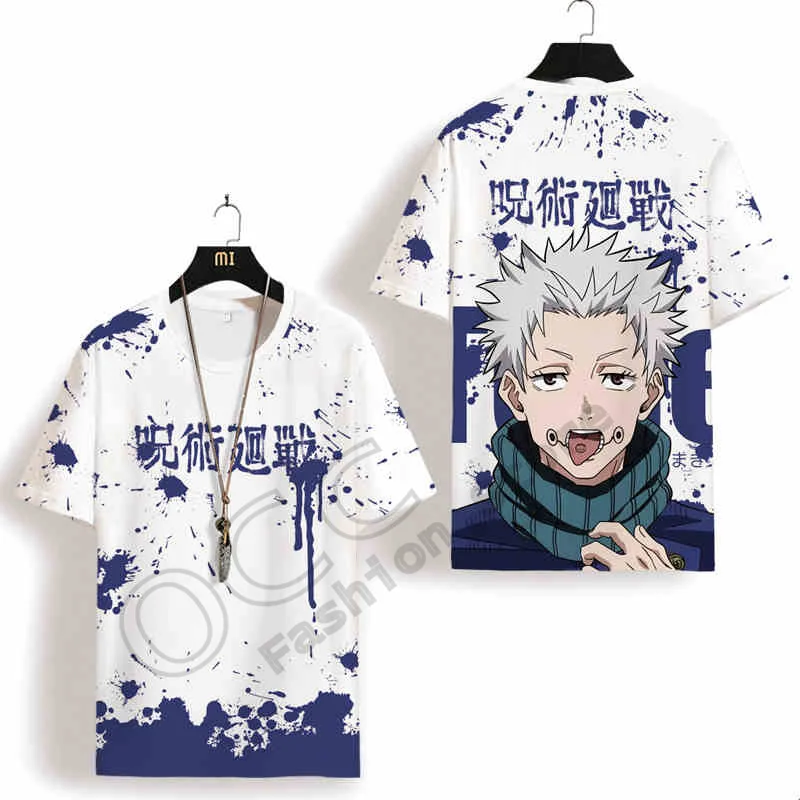 Japanese Anime Curse The Spirit Gojo Satoru Anime Around Men's And Women's Short-Sleeved T-Shirt Men Oversize New Casual T-Shirt 4