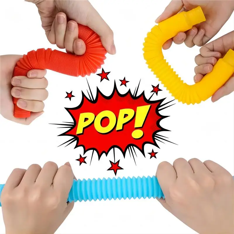 10/20/30PCS Colorful Pop Tube Rainbow Fidget Toys Telescopic Tube Stress Relief Toys Plastic Stretch Pipe Decompression Toy Gift 3