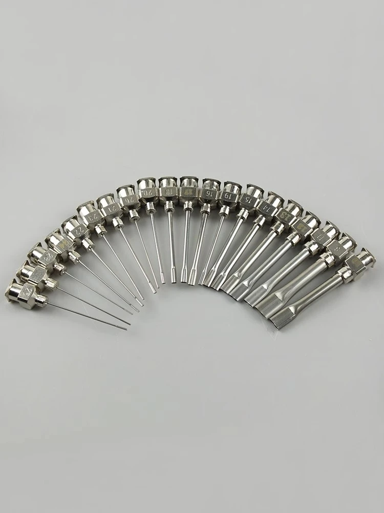 1-inch flat metal dispensing needle, stainless steel dispensing needle tube, equipment needle, accessories