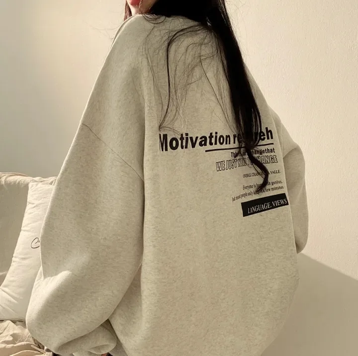thumbnail image 1 of Sudaderas con capucha de manga larga para mujer, suéter holgado informal con estampado de letras, jerséis de gran tamaño, sudadera Harajuku, Ins, 1 of 5