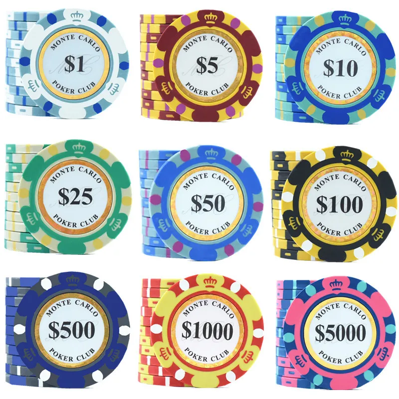 Monte Carlo Coins 10pcs Golden Clay Poker Chips